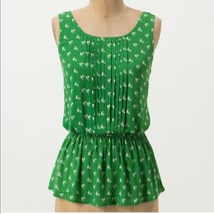 Anthropologie Sparrow Tie Neck Peplum Top